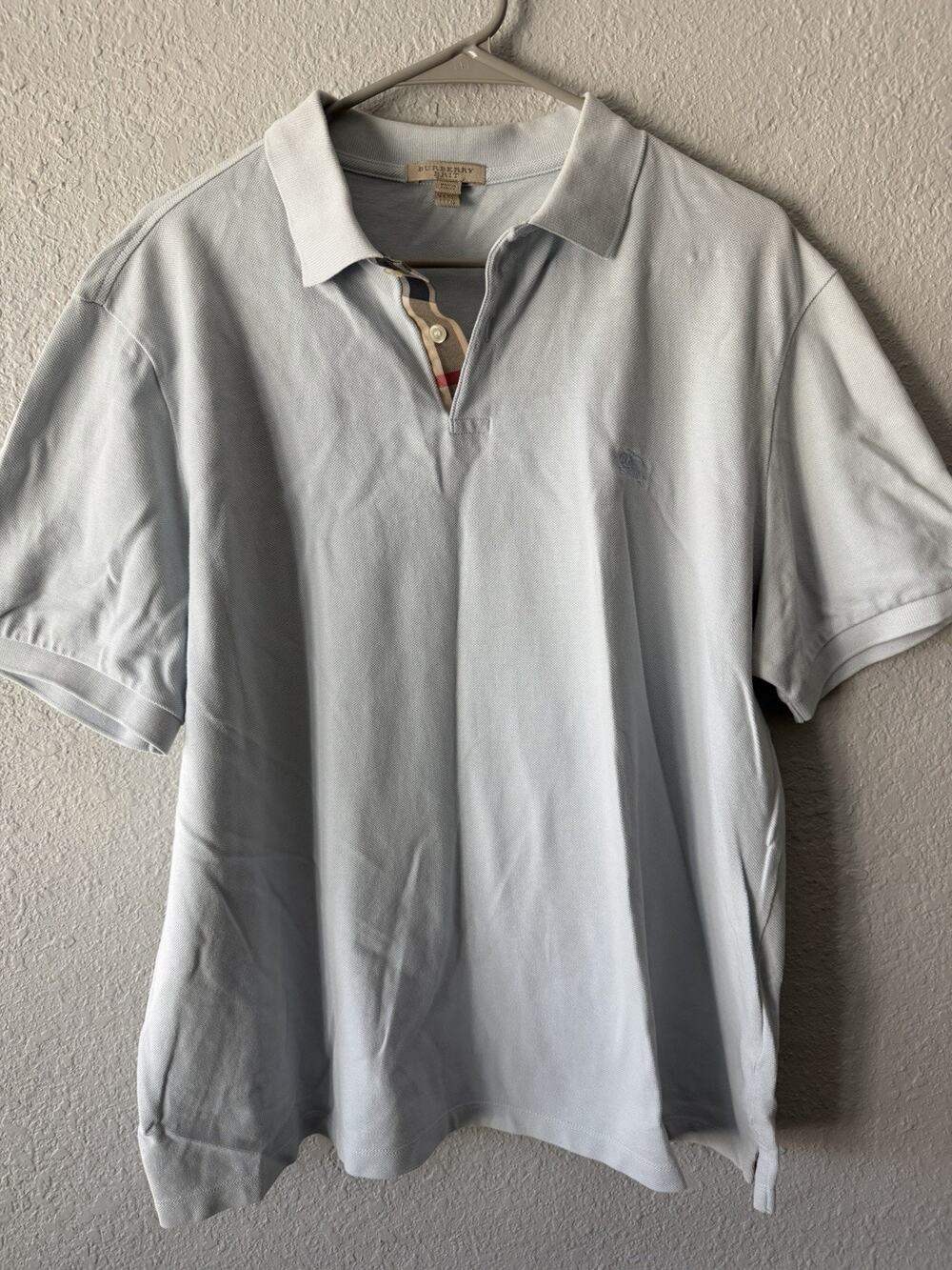 Burberry Brit Men’s Light Blue Solid Short Sleeve Polo Shirt Collared XXXL